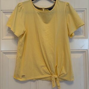 Nautica Yellow Short Sleeve Tie-Front Top
